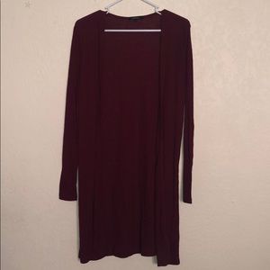 Long wine colored cardigan